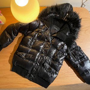 The Kooples Goose Down Puffer Jacket w. Satin Lining & Fur Hood - Women's Sm/M
